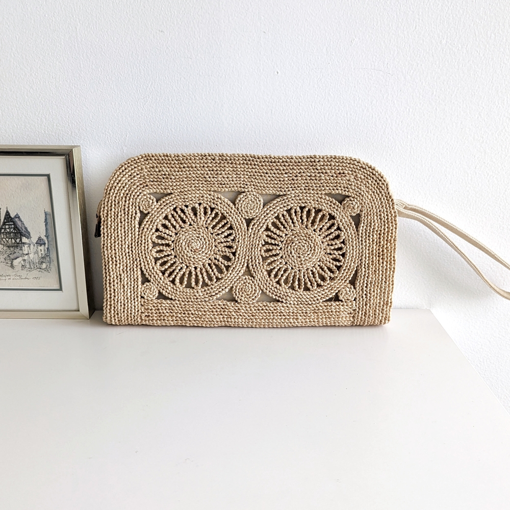 Elegant Tan Woven Clutch